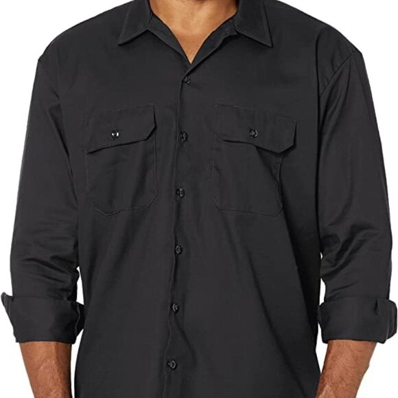 New Dickies Relax Fit 574 Long Tail Work Shirt Men's Size XL Black Easy Care - Picture 12 of 12